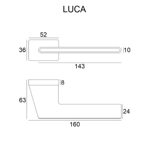 Klamka Luca Insert chrom szczotkowany/czarny na rozecie prostokątnej VDS