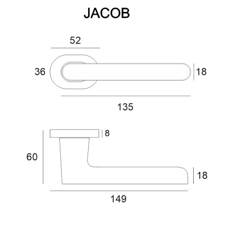 Klamka Jacob czarna na rozecie owalnej VDS