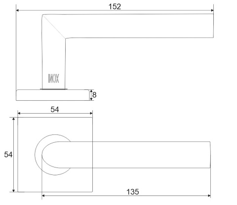Klamka Novanta Q stal nierdzewna na rozecie kwadratowej VDS