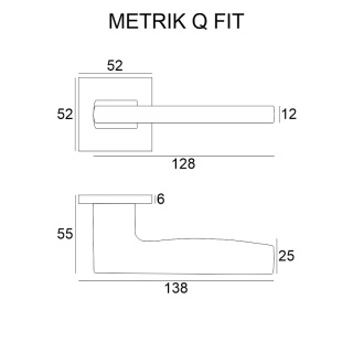 Klamka Metrik Q fit chrom-satyna na rozecie kwadratowej VDS