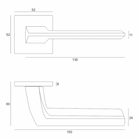 Klamka Ever fit antracyt na rozecie kwadratowej VDS