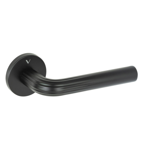 Klamka Frella fit czarna na rozecie okrągłej VDS