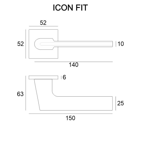 Klamka Icon fit chrom szczotkowany na rozecie kwadratowej VDS