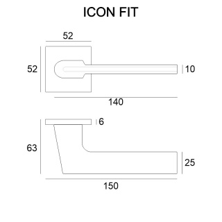 Klamka Icon fit złoty-satyna na rozecie kwadratowej VDS