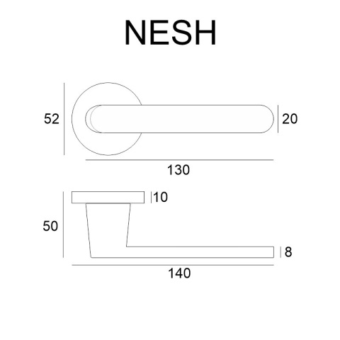 Klamka Nesh czarna na rozecie okrągłej VDS