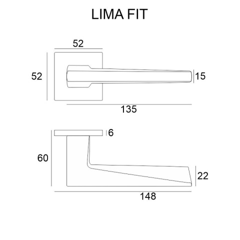 Klamka Lima fit chrom na rozecie kwadratowej VDS