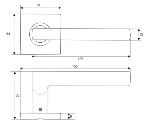 Klamka Candix Q stal nierdzewna na rozecie kwadratowej VDS