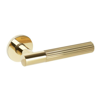 Klamka Livia fit złota PVD na rozecie okrągłej VDS