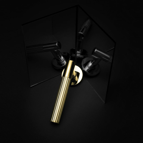 Klamka Livia fit złota PVD na rozecie okrągłej VDS