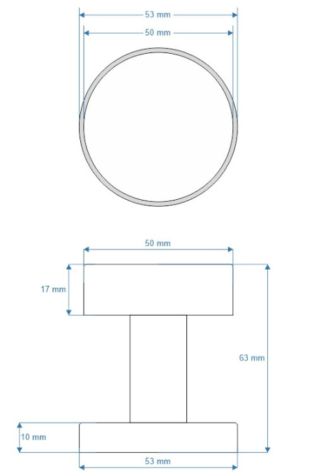 Gałka płaska ruchoma uniwersalna stal nierdzewna na rozecie okrągłej VDS