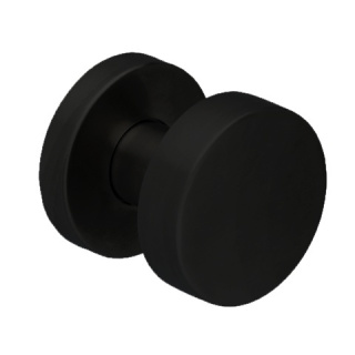 Gałka płaska stała czarna na rozecie okrągłej VDS