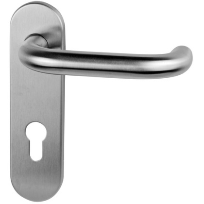 Klamka Olarix krótki stal nierdzewna długi szyld na wkładkę rozstaw 72 mm VDS