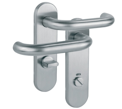 Klamka Olarix krótki stal nierdzewna długi szyld na wc rozstaw 72 mm VDS