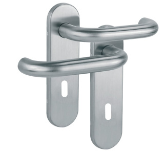 Klamka Olarix krótki stal nierdzewna długi szyld na klucz rozstaw 72 mm VDS