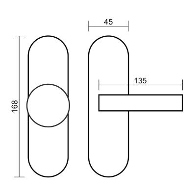 Klamko Gałka stała Olarix krótki stal nierdzewna długi szyld na wkładkę rozstaw 72 mm VDS