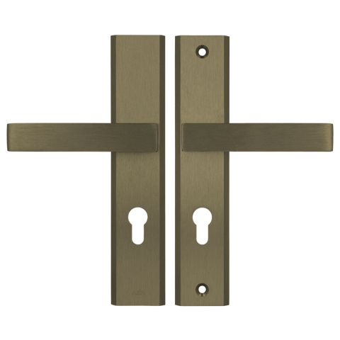 Klamko Klamka AXA Haga ++ F4 stare złoto rozstaw 72 mm