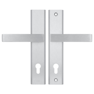 Klamko Klamka AXA Haga ++ F1 srebrna rozstaw 92 mm