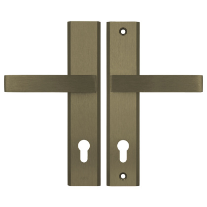 Klamko Klamka AXA Haga ++ F4 stare złoto rozstaw 92 mm