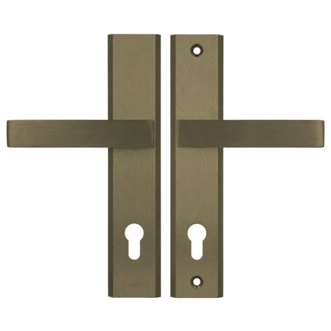 Klamko Klamka AXA Haga ++ F4 stare złoto rozstaw 92 mm