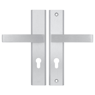 Klamko Klamka AXA Haga ++ F1 srebrna rozstaw 72 mm