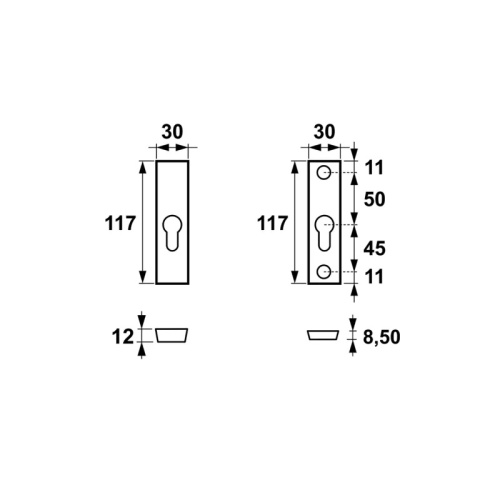 Rozeta górna AXA Slim F6 inox