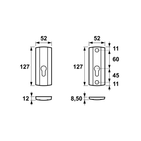 Rozeta górna AXA Prestige Długa F1 srebrna