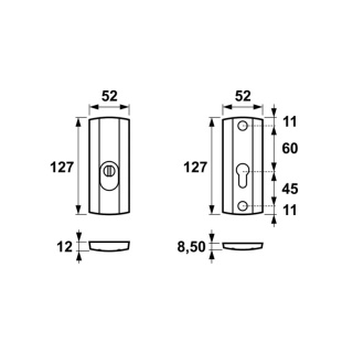 Rozeta górna AXA Prestige Flex Długa F6 inox