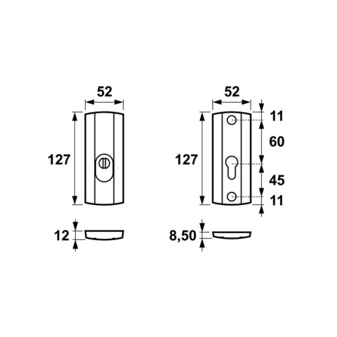 Rozeta górna AXA Prestige Flex Długa F6 inox