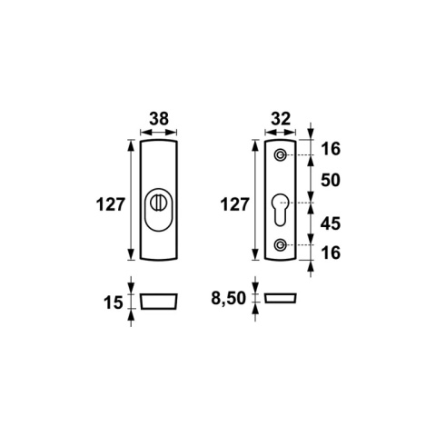 Rozeta górna AXA Solid Flex F1 srebrna