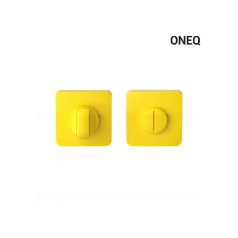 Klamka One Q cytrynowy żółty na rozecie kwadratowej z rozetą na wc Colombo