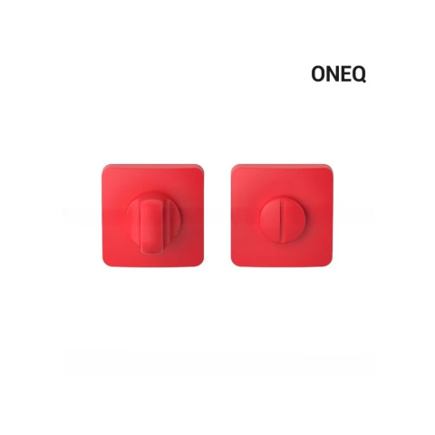 Klamka One Q truskawkowa czerwień na rozecie kwadratowej z rozetą na wc Colombo