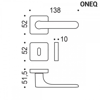 Klamka One Q pomarańczowy zachód słońca na rozecie kwadratowej z rozetą na klucz Colombo