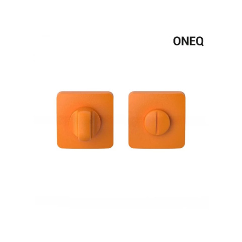 Klamka One Q pomarańczowy zachód słońca na rozecie kwadratowej z rozetą na wc Colombo