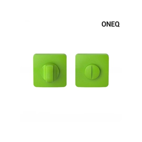 Klamka One Q limonkowy na rozecie kwadratowej z rozetą na wc Colombo