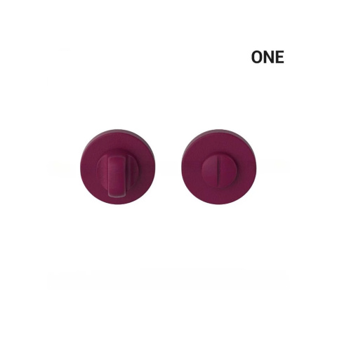 Klamka One bordo fiolet na rozecie okrągłej z rozetą na wc Colombo