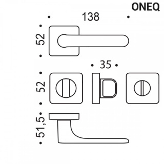 Klamka One Q biała na rozecie kwadratowej z rozetą na wc Colombo