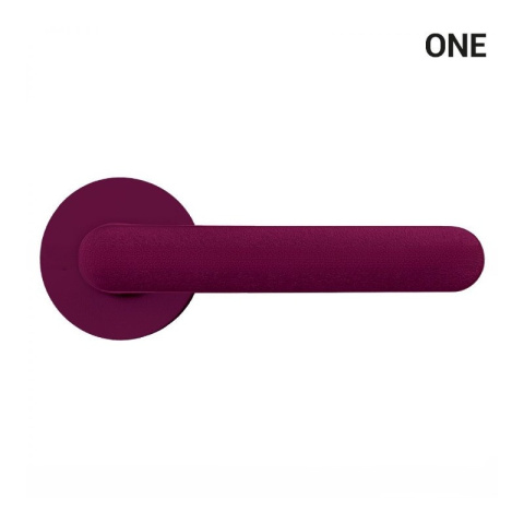 Klamka One bordo fiolet na rozecie okrągłej z rozetą na wkładkę Colombo