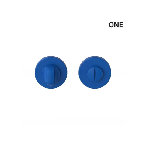 Klamka One capri niebieski na rozecie okrągłej z rozetą na wc Colombo