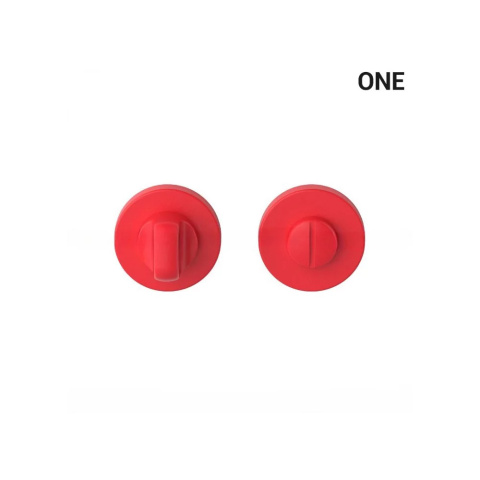 Klamka One truskawkowa czerwień na rozecie okrągłej z rozetą na wc Colombo