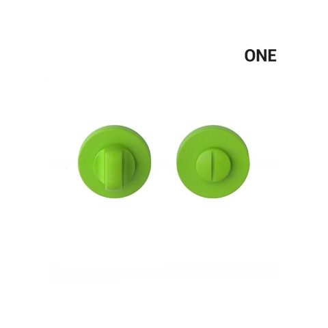 Klamka One limonkowy na rozecie okrągłej z rozetą na wc Colombo