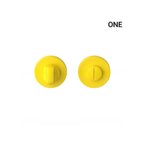 Klamka One cytrynowy żółty na rozecie okrągłej z rozetą na wc Colombo