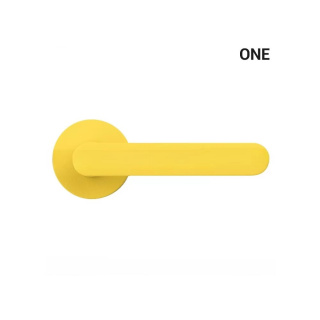 Klamka One cytrynowy żółty na rozecie okrągłej z rozetą na wc Colombo