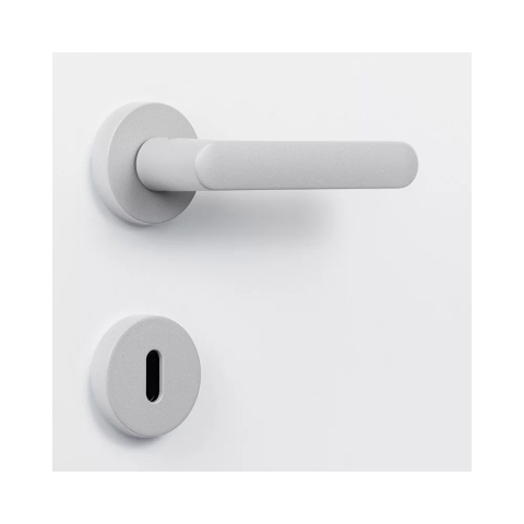 Klamka One szary jasny na rozecie okrągłej z rozetą na klucz Colombo