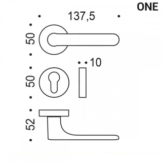 Klamka One szary jasny na rozecie okrągłej z rozetą na wkładkę Colombo