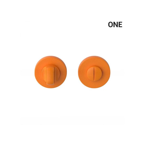 Klamka One pomarańczowy zachód słońca na rozecie okrągłej z rozetą na wc Colombo