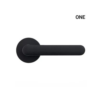 Klamka One czarna na rozecie okrągłej z rozetą na klucz Colombo