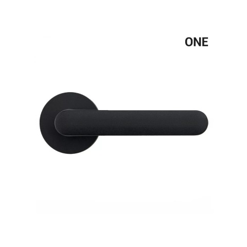 Klamka One czarna na rozecie okrągłej z rozetą na wkładkę Colombo