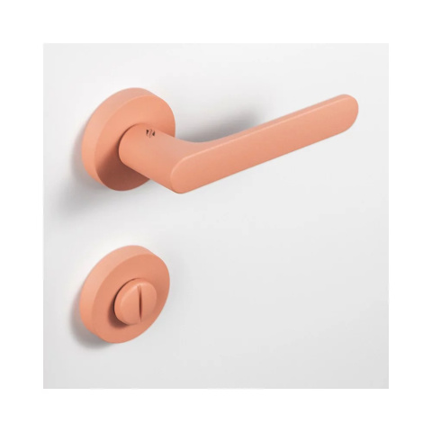 Klamka One różowy brudny na rozecie okrągłej z rozetą na wc Colombo