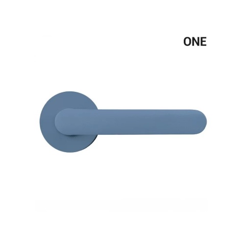 Klamka One niebieski ocean na rozecie okrągłej z rozetą na klucz Colombo