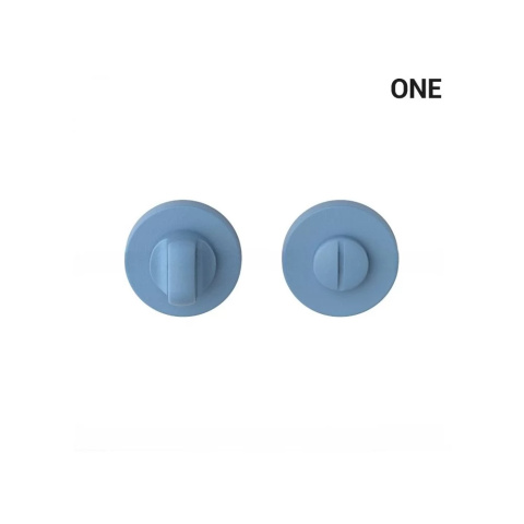 Klamka One niebieski ocean na rozecie okrągłej z rozetą na wc Colombo